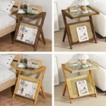 Bamboo Rattan End Table with Storage - Image 14