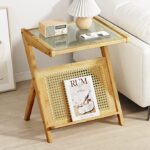 Bamboo Rattan End Table with Storage - Image 13