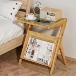 Bamboo Rattan End Table with Storage - Image 12