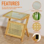Bamboo Rattan End Table with Storage - Image 11