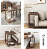 Solid Wood C-Shape Adjustable Flip End Table with Lockable Wheels - Image 8