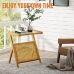 Bamboo Rattan End Table with Storage - Image 10