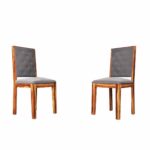 Izabel Dining Table 6 Seater | Six Seater Dinning Table with 6 Chairs for Home with Grey Cushions | Rosewood, Honey Finish, Self Assembly(DIY) - Image 2