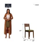 Maharaja Sheesham Wood Dining Table 6 Seater | Wooden Six Seater Dinning Table with Green Cushion Chairs & Bench | Dinner Table 6 Seater | Dining Room Sets | Self Assembly, Natural - Image 7