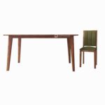 Tiya Dining Table 6 Seater | Six Seater Dinning Table with 6 Chairs in Green Cushions for Home | Rosewood, Honey Finish, Self Assembly(DIY) - Image 7