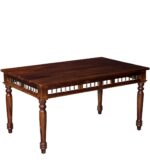 Handicraft Wooden Traditional Dining Table 6 Seater | Wooden Six Seater Dinning Table with 6 Chairs for Home | Chairs with Cushion | Dining Room Sets | Solid Sheesham Wood, Brown Teak Finish - Image 19