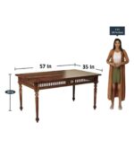 Handicraft Wooden Traditional Dining Table 6 Seater | Wooden Six Seater Dinning Table with 6 Chairs for Home | Chairs with Cushion | Dining Room Sets | Solid Sheesham Wood, Brown Teak Finish - Image 4