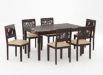 Zigzag Sheesham Wood Dining Table 6 Seater | Six Seater Dinning Table with 6 Chairs for Home | Chairs with Cushion | Dining Room Sets for Restaurants | Walnut Finish Self Assembly (DIY) - Image 4