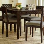 Maharaja Solid Sheesham Wood Dining Table 6 Seater | Wooden Six Seater Dinning Table with Cushion Chairs | Dinner Table 6 Seater | Dining Room Sets | Self Assembly, Dark Walnut