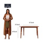 Tiya Dining Table 6 Seater | Six Seater Dinning Table with 6 Chairs in Green Cushions for Home | Rosewood, Honey Finish, Self Assembly(DIY) - Image 4