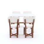 Solid Sheesham Wood Rectangle 45 Inch Dining Table 4 Seater | Wooden 4 Seater Dinning Table Set | Dinner Table with Four Chairs | Criss Cross Table & Cushioned Chair - Image 4