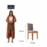 Izabel Dining Table 6 Seater | Six Seater Dinning Table with 6 Chairs for Home with Grey Cushions | Rosewood, Honey Finish, Self Assembly(DIY) - Image 5