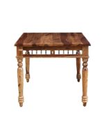 Handicraft Wooden Traditional Dining Table 6 Seater | Wooden Six Seater Dinning Table with 6 Chairs for Home | Chairs with Cushion | Dining Room Sets | Solid Sheesham Wood, Brown Teak Finish - Image 14