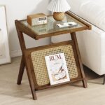 Bamboo Rattan End Table with Storage - Image 8