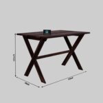 Solid Sheesham Wood Rectangle 45 Inch Dining Table 4 Seater | Wooden 4 Seater Dinning Table Set | Dinner Table with Four Chairs | Criss Cross Table & Cushioned Chair - Image 12