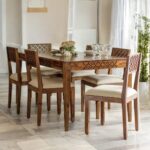 Maharaja Solid Sheesham Wood Dining Table 6 Seater | Wooden Six Seater Dinning Table with Cushion Chairs | Dinner Table 6 Seater | Dining Room Sets | Self Assembly, Natural Brown Finish - Image 2