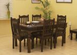 Handicraft Wooden Traditional Dining Table 6 Seater | Wooden Six Seater Dinning Table with 6 Chairs for Home | Chairs with Cushion | Dining Room Sets | Solid Sheesham Wood, Brown Teak Finish - Image 31