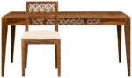 Maharaja Solid Sheesham Wood Dining Table 6 Seater | Wooden Six Seater Dinning Table with Cushion Chairs | Dinner Table 6 Seater | Dining Room Sets | Self Assembly, Natural Brown Finish - Image 7