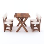 Solid Sheesham Wood Rectangle 45 Inch Dining Table 4 Seater | Wooden 4 Seater Dinning Table Set | Dinner Table with Four Chairs | Criss Cross Table & Cushioned Chair - Image 21