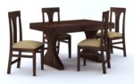 Sheesham Wood  Dining Table with Cushioned Chairs for Living Room Wooden Dining Room Set for Home (Walnut Finish) - Image 8