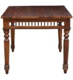 Handicraft Wooden Traditional Dining Table 6 Seater | Wooden Six Seater Dinning Table with 6 Chairs for Home | Chairs with Cushion | Dining Room Sets | Solid Sheesham Wood, Brown Teak Finish - Image 2