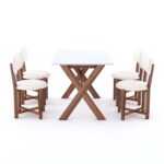 Solid Sheesham Wood Rectangle 45 Inch Dining Table 4 Seater | Wooden 4 Seater Dinning Table Set | Dinner Table with Four Chairs | Criss Cross Table & Cushioned Chair - Image 6