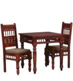 Handicraft Solid Sheesham Wood Dining Table 2 Seater | Wooden Two Seater Dinning Table with 2 Chairs for Home | Chairs with Cushion | Dining Room Sets for Restaurants | Rosewood - Image 14