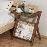 Bamboo Rattan End Table with Storage - Image 9