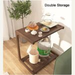 Solid Wood C-Shape Adjustable Flip End Table with Lockable Wheels - Image 2