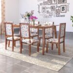 Solid Sheesham Wood Dining Table 6 Seater | Wooden Six Seater Dinning Table with Cushion Chairs | Dinner Table 6 Seater | Dining Room Sets | Self Assembly, Walnut Finish - Image 11