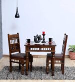 Handicraft Solid Sheesham Wood Dining Table 2 Seater | Wooden Two Seater Dinning Table with 2 Chairs for Home | Chairs with Cushion | Dining Room Sets for Restaurants | Rosewood - Image 8
