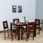 Solid Sheesham Wood 4 Seater Dining Table Set |Modern Four Seater Wooden Dining Set with Chairs | Handmade Furniture for Home Kitchen & Dining Room (Brown Finish)