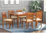 Zigzag Sheesham Wood Dining Table 6 Seater | Six Seater Dinning Table with 6 Chairs for Home | Chairs with Cushion | Dining Room Sets for Restaurants | Honey Finish, Self Assembly(DIY)