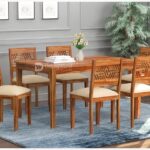 Zigzag Sheesham Wood Dining Table 6 Seater | Six Seater Dinning Table with 6 Chairs for Home | Chairs with Cushion | Dining Room Sets for Restaurants | Honey Finish, Self Assembly(DIY)