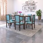 Solid Sheesham Wood Dining Table 6 Seater | Wooden Six Seater Dinning Table with Cushion Chairs | Dinner Table 6 Seater | Dining Room Sets | Self Assembly, Walnut Finish - Image 4