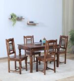 Solid Sheesham Wood 4 Seater Dining Table Set |Premium Wood Table & Chairs|Handcrafted Wooden Dining Set for Home & Kitchen | Provincial Teak Finish