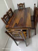 Solid Sheesham Wood 6 Seater Dining Table Set | Wooden Dining Set with Chairs | Handmade Furniture for Home Kitchen & Dining Room (Premium Natural Finish) - Image 3