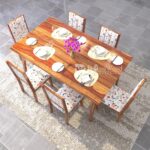 Solid Sheesham Wood Dining Table 6 Seater | Wooden Six Seater Dinning Table with Cushion Chairs | Dinner Table 6 Seater | Dining Room Sets | Self Assembly, Walnut Finish - Image 9