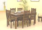 Handicraft Wooden Traditional Dining Table 6 Seater | Wooden Six Seater Dinning Table with 6 Chairs for Home | Chairs with Cushion | Dining Room Sets | Solid Sheesham Wood, Brown Teak Finish - Image 30