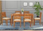 Zigzag Sheesham Wood Dining Table 6 Seater | Six Seater Dinning Table with 6 Chairs for Home | Chairs with Cushion | Dining Room Sets for Restaurants | Honey Finish, Self Assembly(DIY) - Image 4