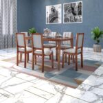 Tiya Dining Table 6 Seater | Six Seater Dinning Table with 6 Chairs for Home | Rosewood, Honey Finish, Self Assembly(DIY) - Image 3