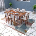 Tiya Dining Table 6 Seater | Six Seater Dinning Table with 6 Chairs for Home | Rosewood, Honey Finish, Self Assembly(DIY) - Image 2