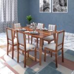Tiya Dining Table 6 Seater | Six Seater Dinning Table with 6 Chairs for Home | Rosewood, Honey Finish, Self Assembly(DIY)