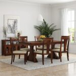 Sheesham Wood  Dining Table with Cushioned Chairs for Living Room Wooden Dining Room Set for Home (Walnut Finish) - Image 39