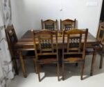 Solid Sheesham Wood 6 Seater Dining Table Set | Wooden Dining Set with Chairs | Handmade Furniture for Home Kitchen & Dining Room (Premium Natural Finish)