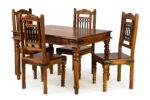 Solid Sheesham Wood 4 Seater Dining Table Set |Premium Wood Table & Chairs|Handcrafted Wooden Dining Set for Home & Kitchen | Natural BrownFinish - Image 9