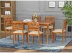 Zigzag Sheesham Wood Dining Table 6 Seater | Six Seater Dinning Table with 6 Chairs for Home | Chairs with Cushion | Dining Room Sets for Restaurants | Honey Finish, Self Assembly(DIY) - Image 3