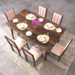 Atlantis Sheesham Wood Dining Table 6 Seater | Wooden Six Seater Dinning Table with Cushion Chairs | Dinner Table 6 Seater | Dining Room Sets | Self Assembly, Walnut Finish - Image 3