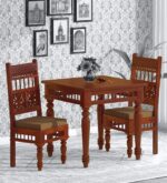 Handicraft Solid Sheesham Wood Dining Table 2 Seater | Wooden Two Seater Dinning Table with 2 Chairs for Home | Chairs with Cushion | Dining Room Sets for Restaurants | Rosewood