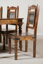 Solid Sheesham Wood 6 Seater Dining Table Set | Wooden Dining Set with Chairs | Handmade Furniture for Home Kitchen & Dining Room (Premium Natural Finish) - Image 5